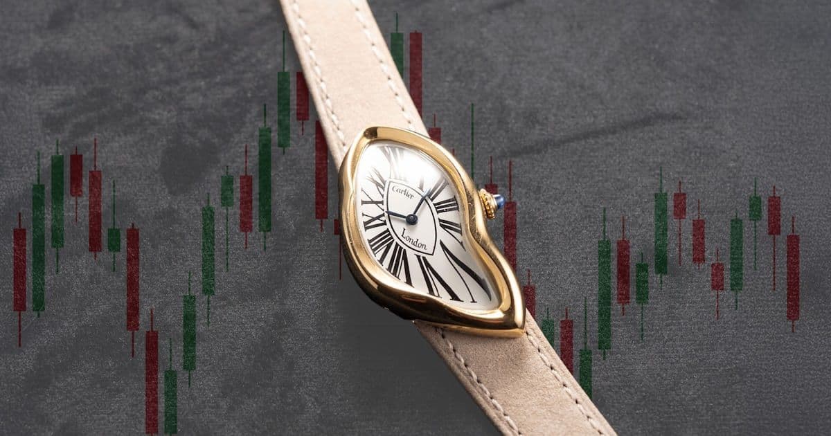 A business-news image accompanying watch-market coverage about the Cartier Crash auction record and secondary-market gains.