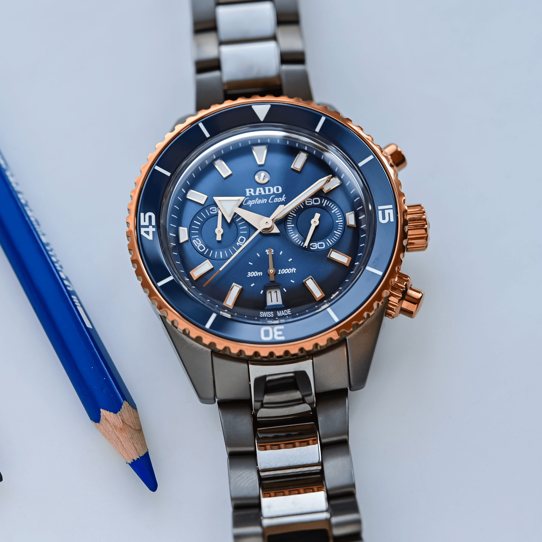 Rado's Blue Captain Cook Ceramic Chronograph Works Best When It Fully Commits to Excess